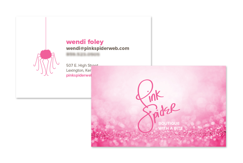 Pink Spider Business Cards by S. Wright Creative, Lexington, Kentucky graphic designer